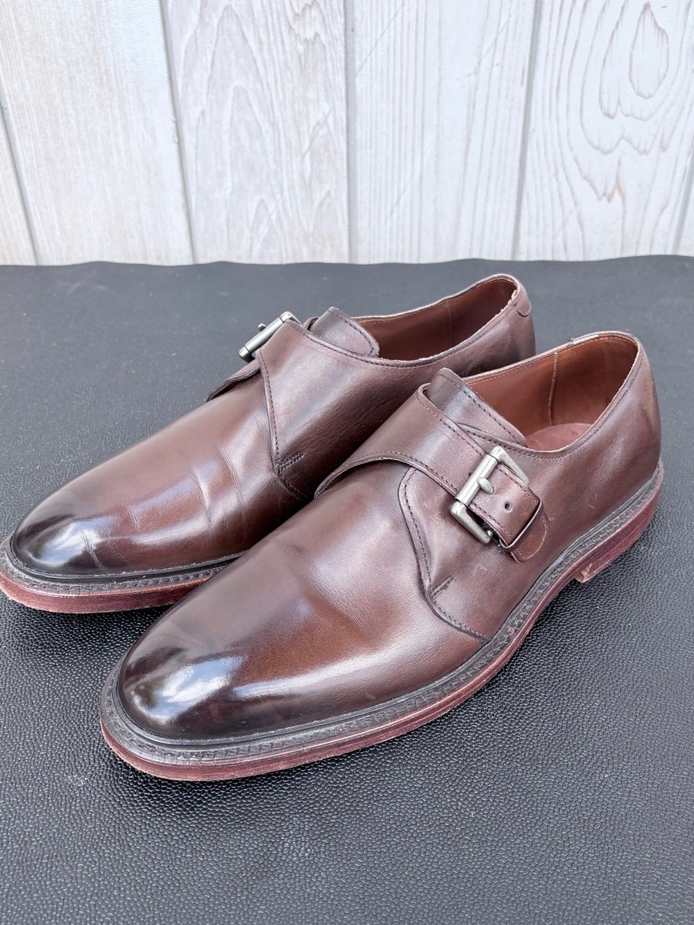 Allen Edmonds Norwick Brown Single Monk Strap Leather Loafers